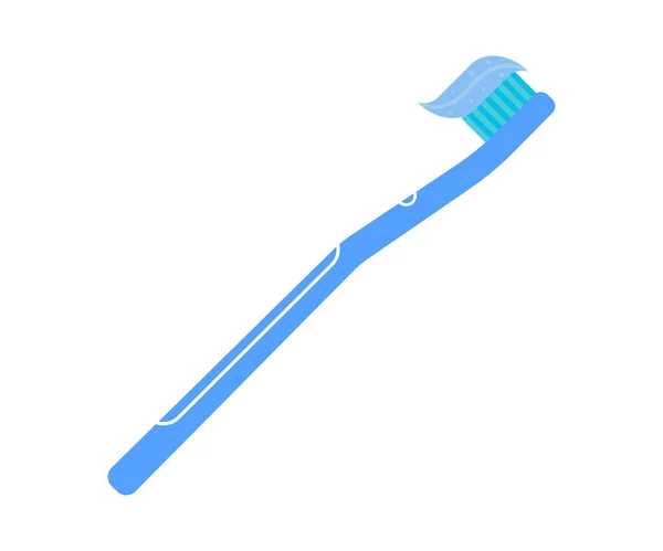 Tandborste med tandkräm. Vektor illustration i platt stil på vit isolerad bakgrund. — Stock vektor