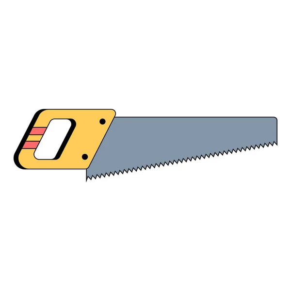 Yellow hand saw. Flat style. Vector illustration on white isolated background. — Stock Vector