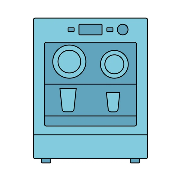Spülmaschinen-Ikone mit Utensilien. Flache Linien. Vektorabbildung auf weißem, isoliertem Hintergrund. — Stockvektor