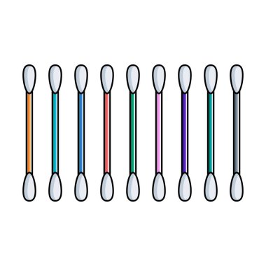 Çok renkli kulak pamuğu seti simgeleri.