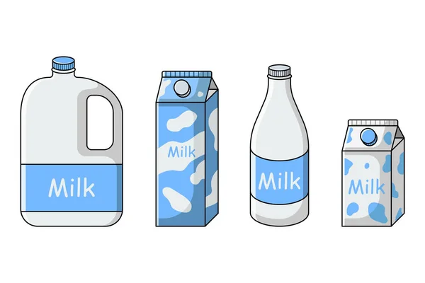 不同包装的牛奶. — 图库矢量图片