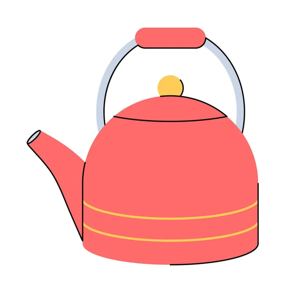 Red kettle, teapot. — Stock Vector