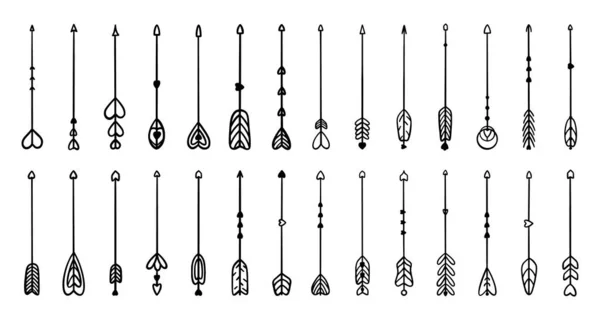 Flechas con corazones para un conjunto de arco. — Archivo Imágenes Vectoriales