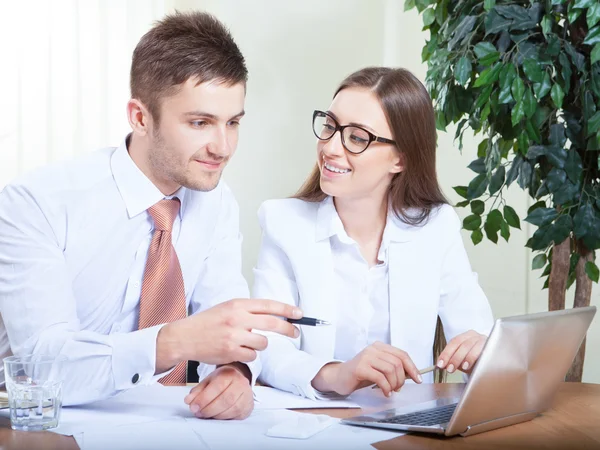 Business people working together  in office at desk — Stock Photo, Image