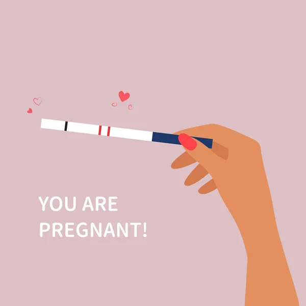 Hand Houden Positieve Zwangerschapstest — Stockvector