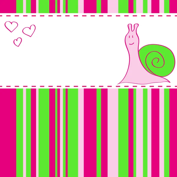 Gestreifter rosa und grüner Hintergrund mit Schnecke Stockvektor