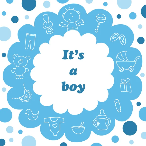 Baby announcement card. It's a boy. Baby shower in vector. — Stock Vector