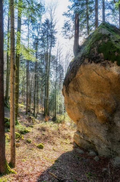 Mysteriöse Felsformation Entschenstein Ein Konglomerat Steinmonolith Den Allgäuer Bergen Bei — Stockfoto