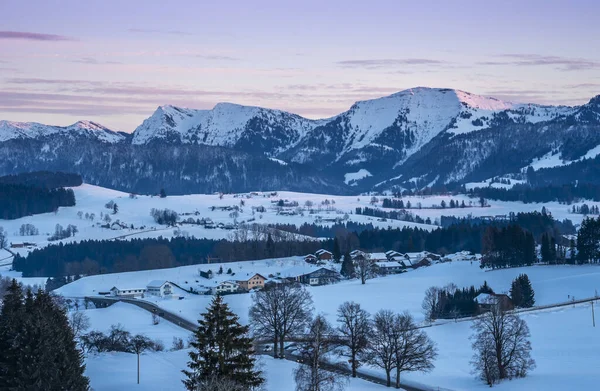 Allgaeu Alplerinde Soğuk Kış Manzarası Oberstaufen Bavyera Almanya — Stok fotoğraf