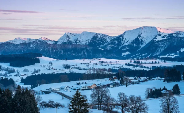 Allgaeu Alplerinde Soğuk Kış Manzarası Oberstaufen Bavyera Almanya — Stok fotoğraf