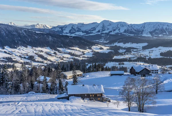 Allgaeu Alplerinde Soğuk Kış Manzarası Oberstaufen Bavyera Almanya — Stok fotoğraf