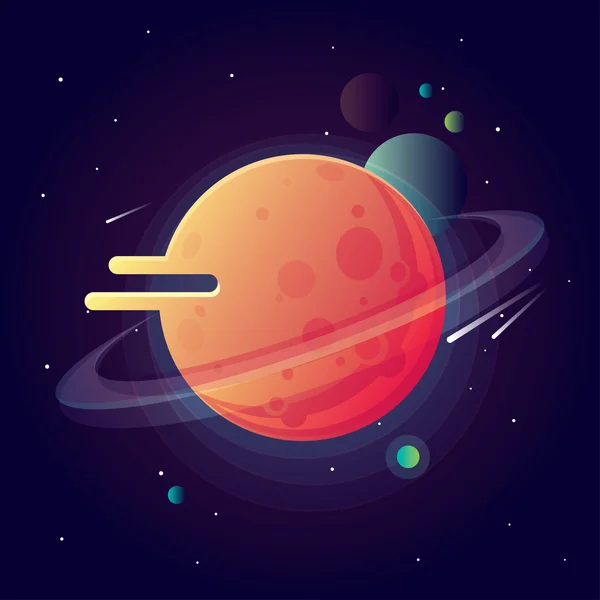 Kleurrijke planeten en kometen snelheidsovertredingen. — Stockvector