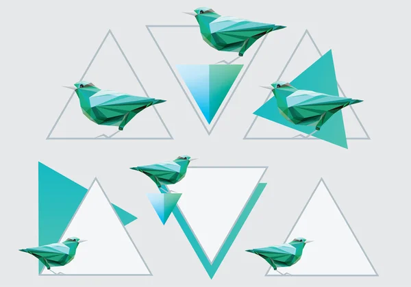 Rahmen mit Vögeln und Dreieck-Ornamenten — Stockvektor
