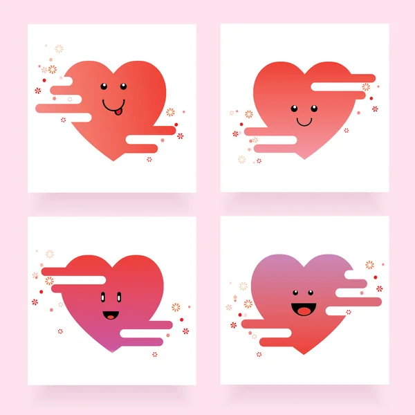 Cuatro iconos modernos del corazón — Archivo Imágenes Vectoriales
