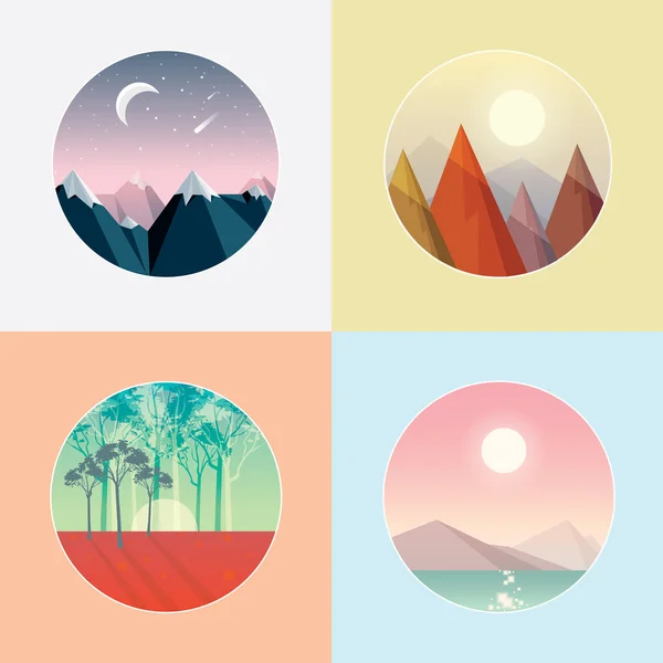 Four seasons round landscape icons