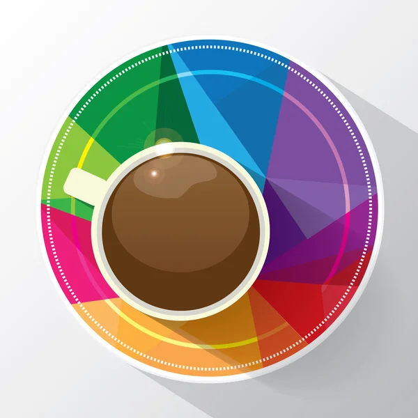 Copo de café poligonal multicolor moderno —  Vetores de Stock