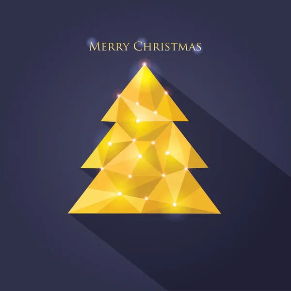 黒の明るいゴールデン クリスマス ツリー — ストックベクタ