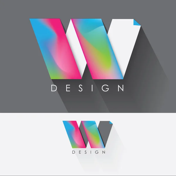 Letra w diseño colorido — Vector de stock