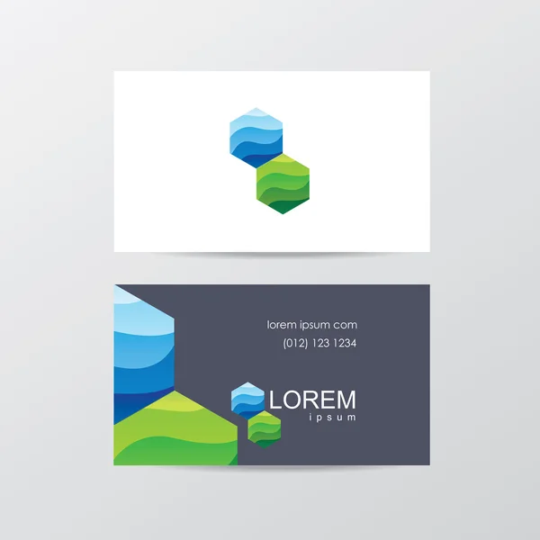 Card template mockup with two hexagons — Stock Vector