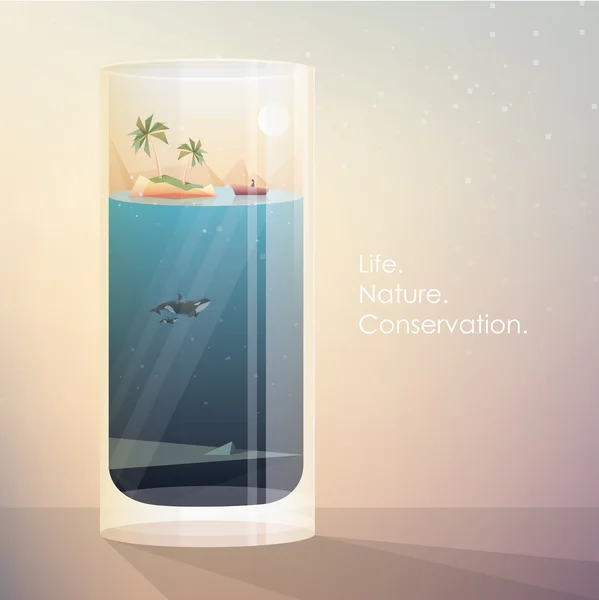 Wereld in een glas ecologie concept — Stockvector