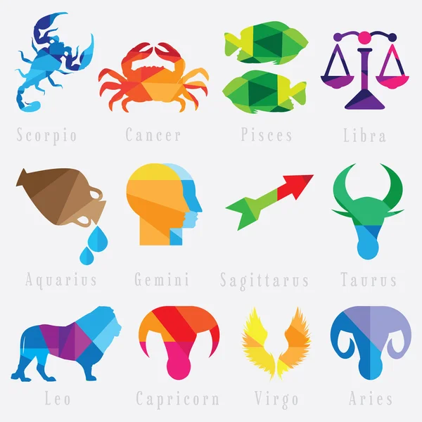 Conjunto de signos del horóscopo del zodiaco — Archivo Imágenes Vectoriales