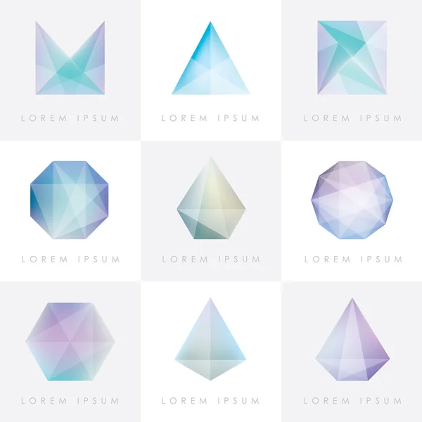 Set of  facet crystal gem icons — Stock Vector