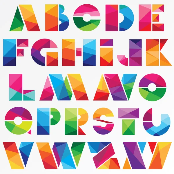 Alphabet multicolore low poly style — Image vectorielle