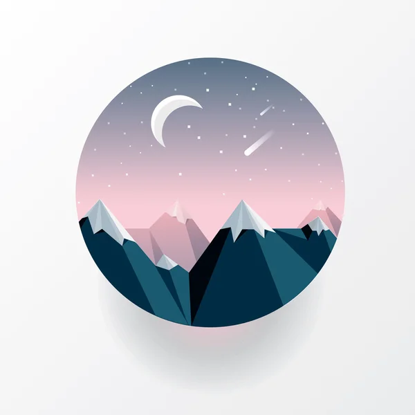 Icono paisaje redondo — Vector de stock