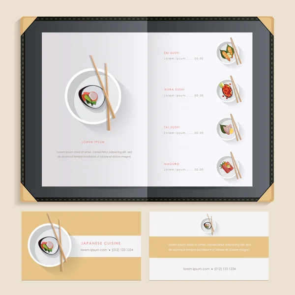 Japanese cuisine sushi recipes menu — Stock Vector