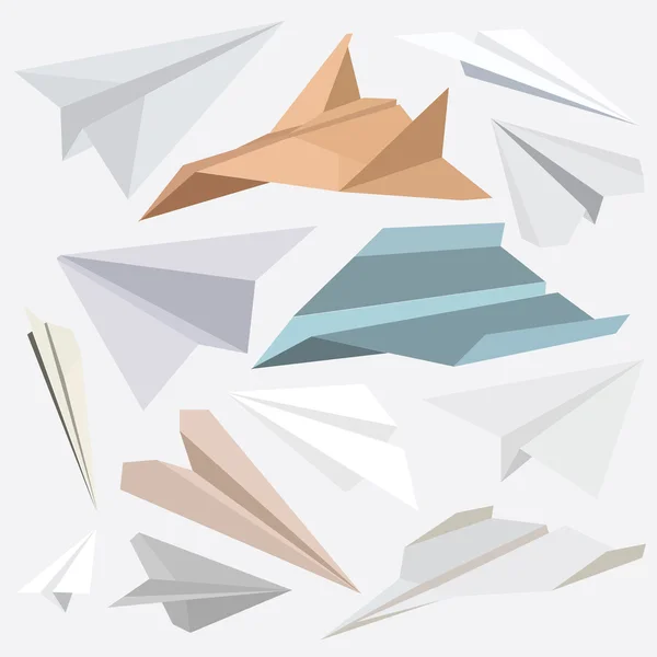 Origami paper plane collection — Stock Vector