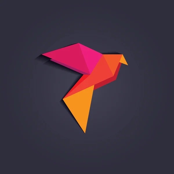 Mångfärgade geometriska trekantiga fågel — Stock vektor