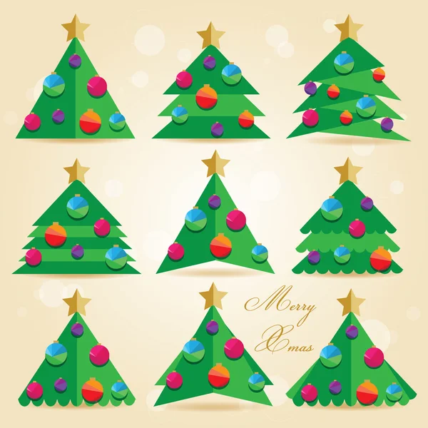 Retro style christmas trees collection — Stock Vector