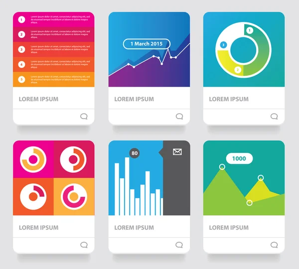 Diagrama infografías set tarjetas colección — Vector de stock