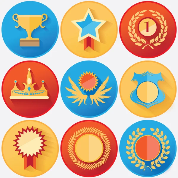 Recompensas e conquistas conjunto de medalhas coleção — Vetor de Stock
