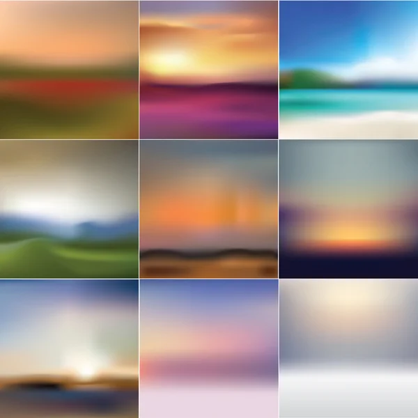 Collection of soft abstract background landscapes — Stock Vector