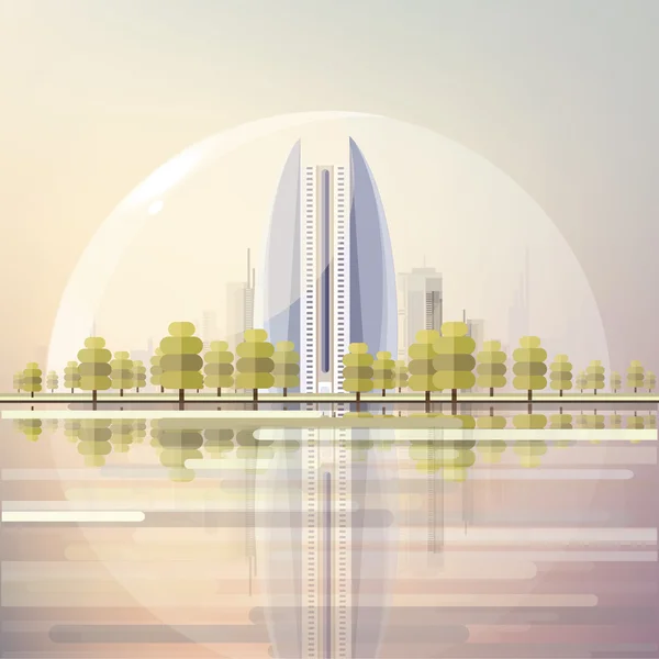 Paisagem urbana futurista — Vetor de Stock