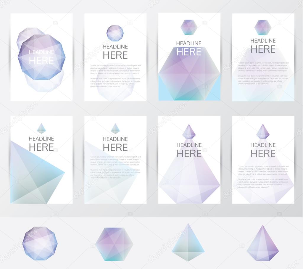 Set of geometric facet crystal logos