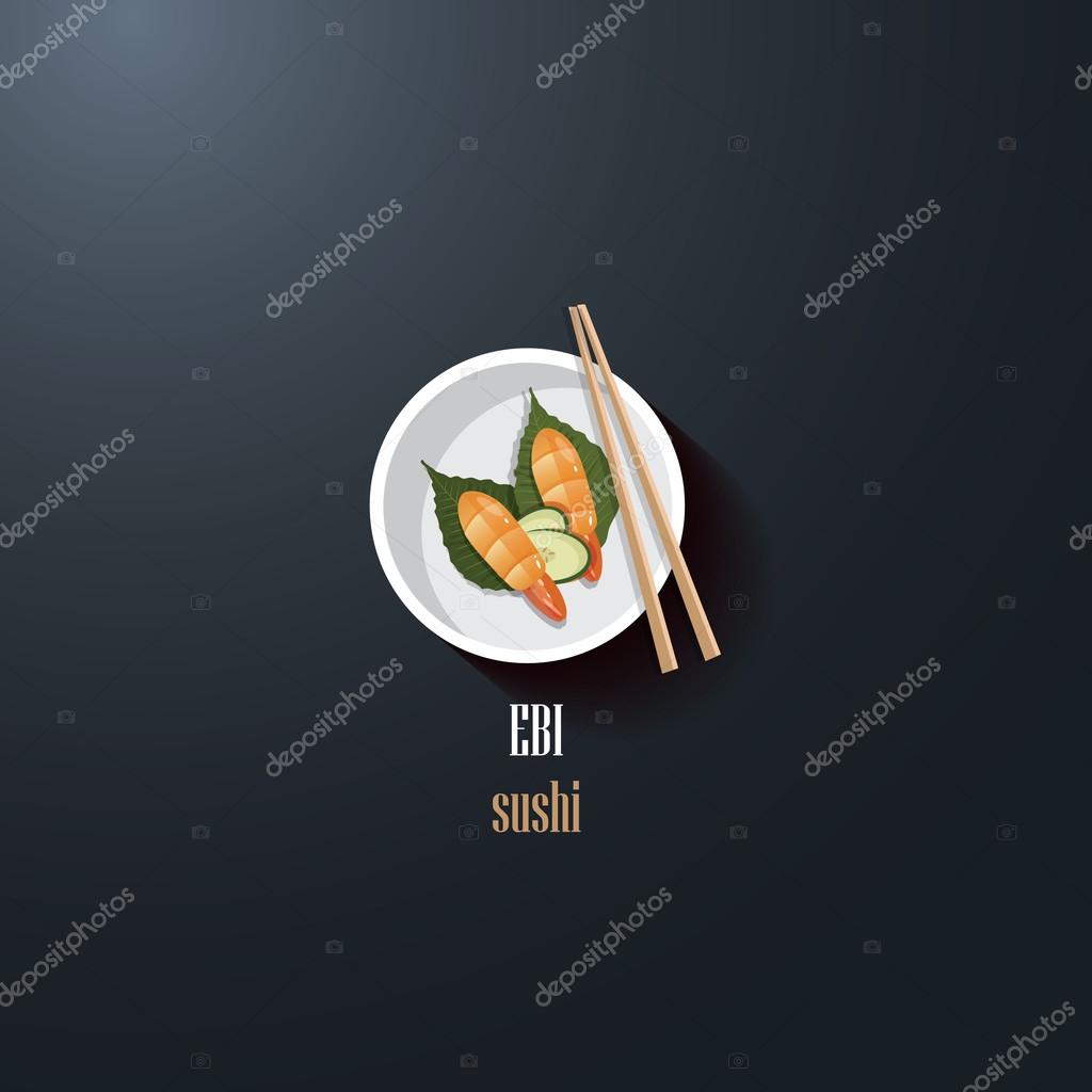 Ebi sushi japanese delicacy food icon logo element for restaurant business