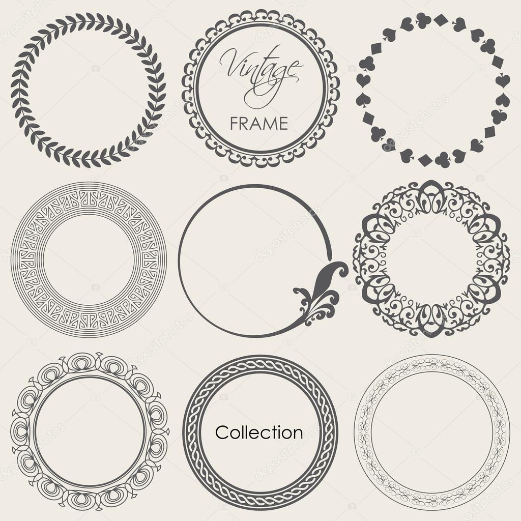 Vintage Round Frame With Patterns Circular Frames On A White