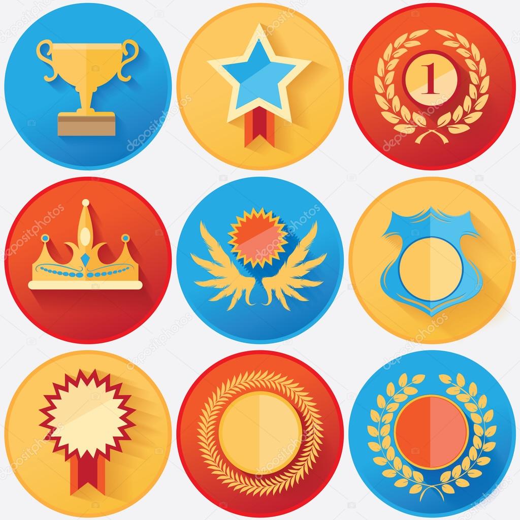 Rewards and achievements medals set collection