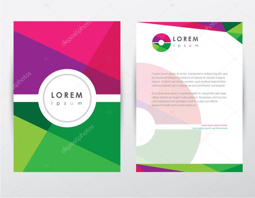 Letter o logo style cover brochure and letterhead template design mockup set for business presentations