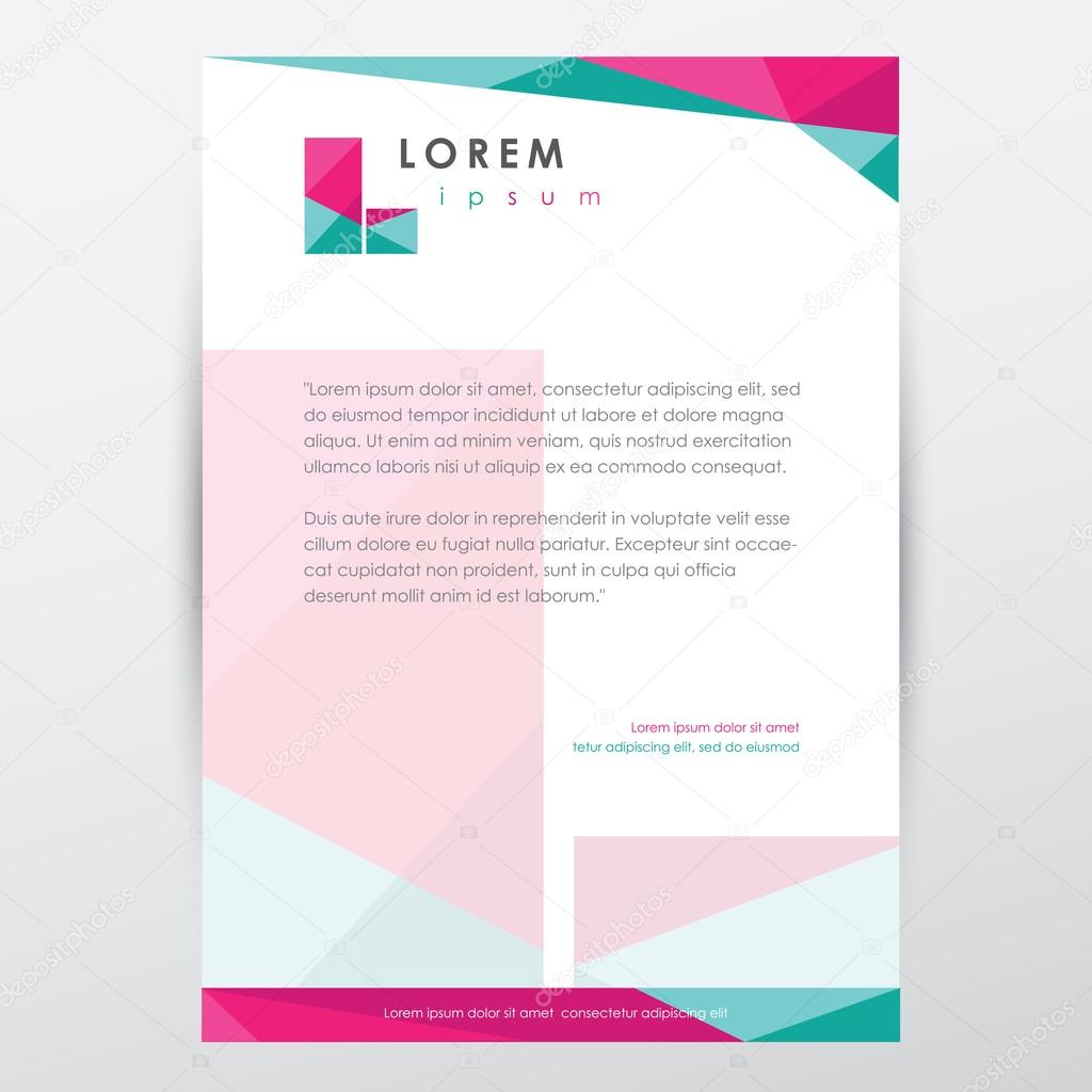 Modern polygonal style business letterhead memorandum template design for company visual identitiy with letter l logo sign