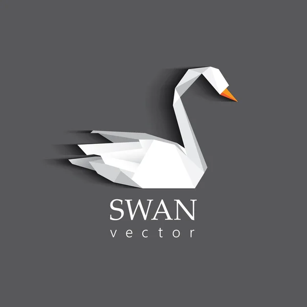 Logo Cisne origami bajo polígono — Vector de stock