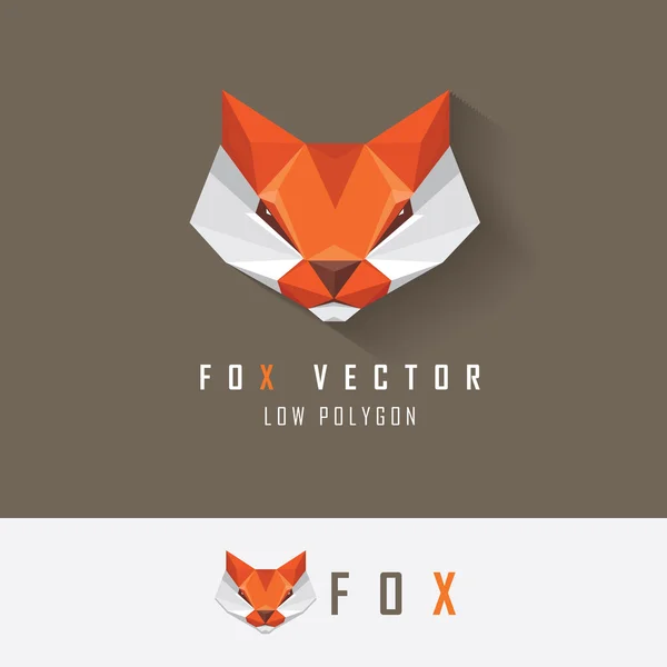 Low polygon style red fox — Stock Vector