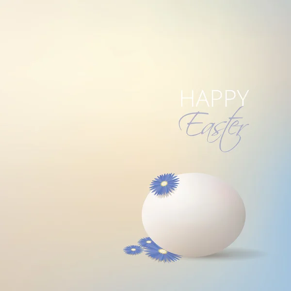 Huevo de Pascua y flores de astro azul — Vector de stock