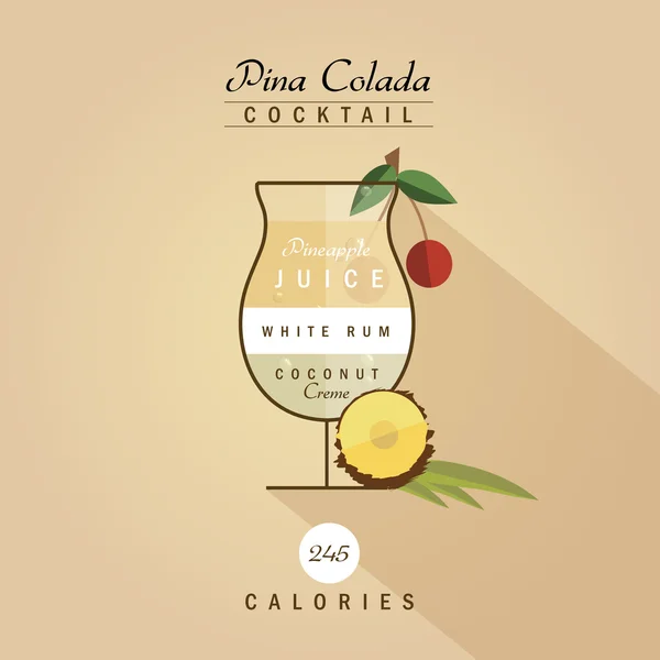 Рецепт коктейля Пина-колада — стоковый вектор