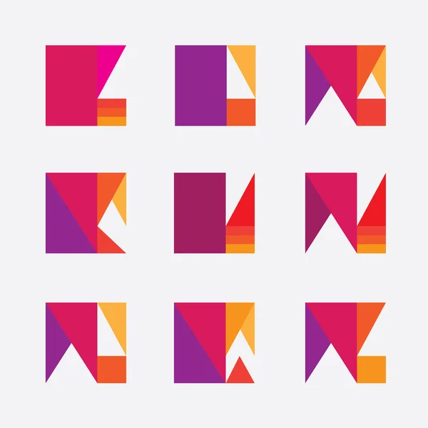 Ícones de logotipo geométrico multicolorido abstrato — Vetor de Stock