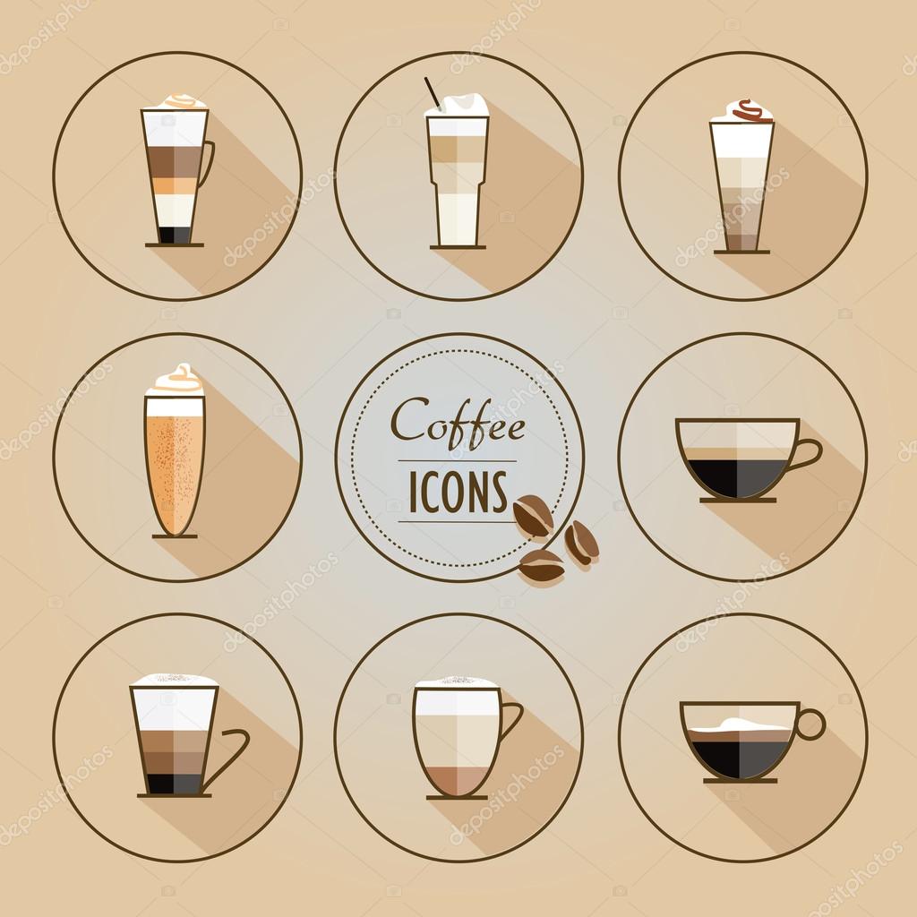 Set of coffee types icons — Stock Vector © DianaHlevnjak 72573309