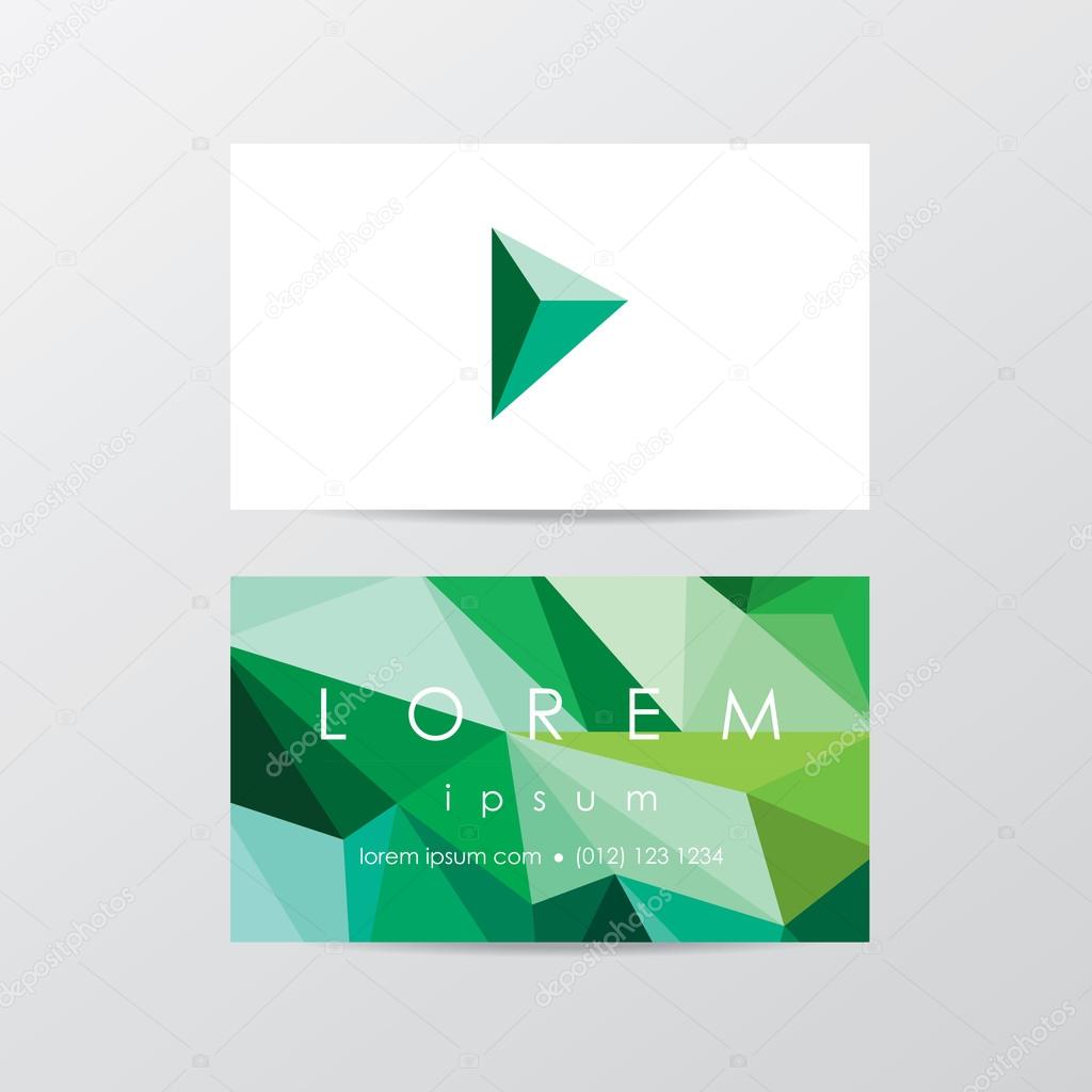 Trendy business card mockup templates for company visual identity in modern low polygon style