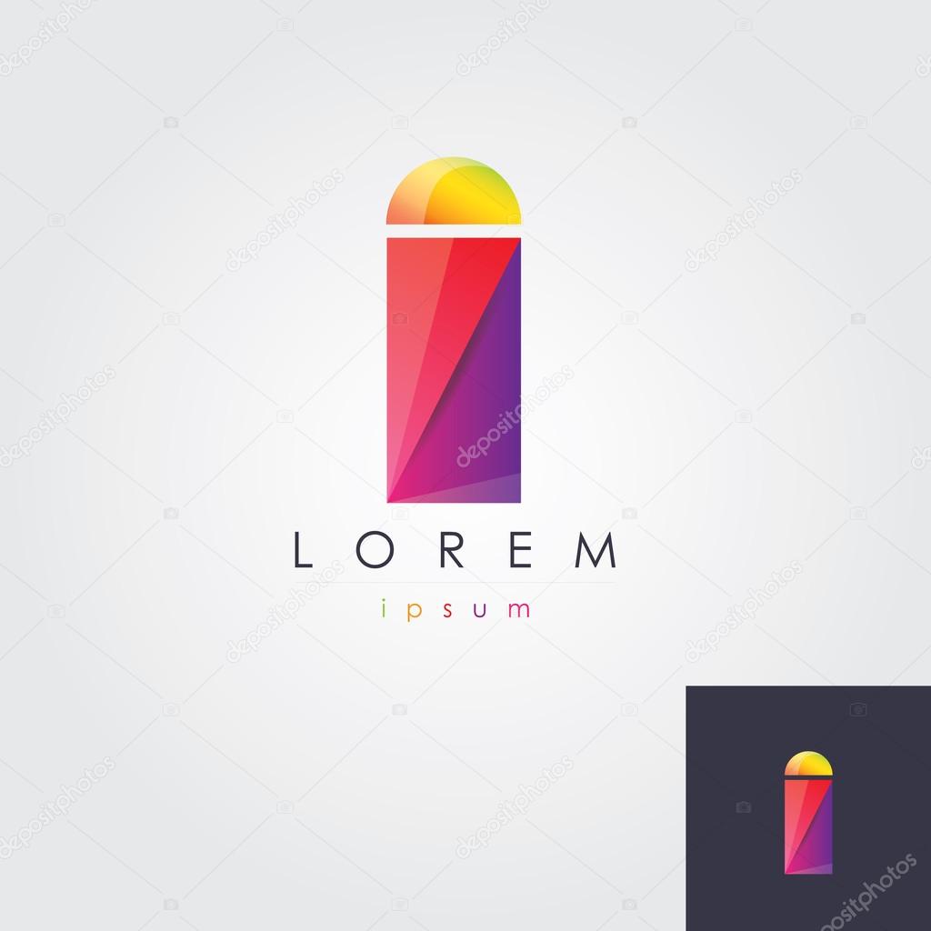 Abstract vivid multicolored logo element icon in letter i shape for business company visual identity